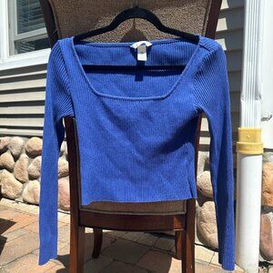 H&M Long Sleeve Scoop Neck Ribbed Top